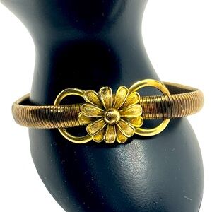 1950s FORSTNER 1/20 12K GF Daisy Flower stretch bracelet vintage gold filled